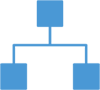 A blue block is connected to the top of a black background.