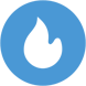 A blue circle with a flame in the middle.